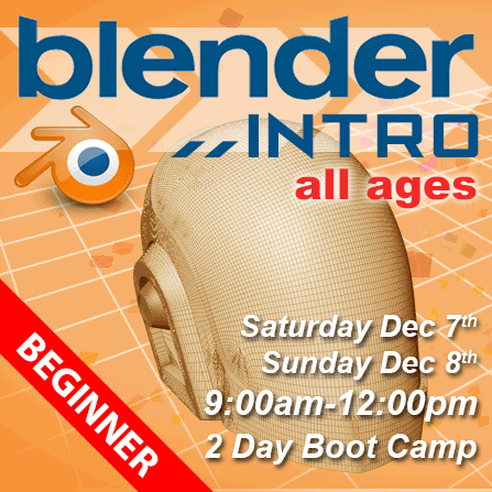 Introduction to Blender – 2 Day Animation Boot Camp starts December 7