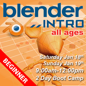Introduction to Blender – 2 Day Animation Boot Camp starts January 18