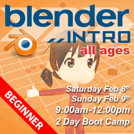Introduction to Blender – 2 Day Animation Boot Camp starts February 8