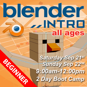 Introduction to Blender – 2 Day Animation Boot Camp starts September 21
